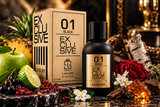 01 BLACK EXCLUSIVE KHALIS LUXURY – flacon noir et boîte en ambiance fruitée et boisée