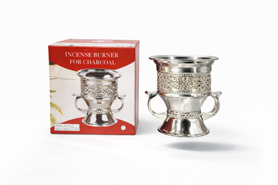 Brûleur d’encens métallique argenté