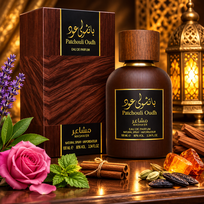 PATCHOULI OUDH MASHA'ER FAAN, ambiance boisée avec lavande, rose, patchouli, cannelle et ambre