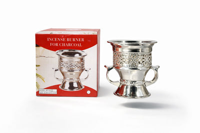 Brûleur d’encens métallique argenté